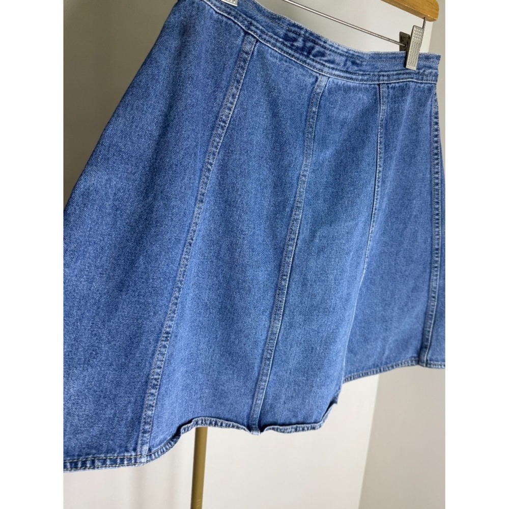 Vintage 90s Button Front Denim Mini Skirt High Waist Jean Skirt Size 4 - Picture 5 of 9